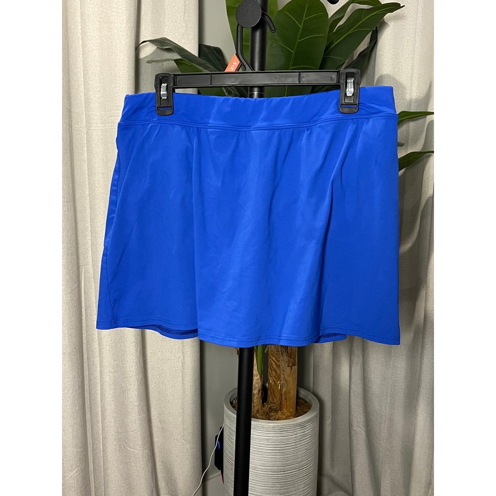 LANDS END Womens Royal Blue Tummy Control Skort Bathing Suit Bottom Size 12